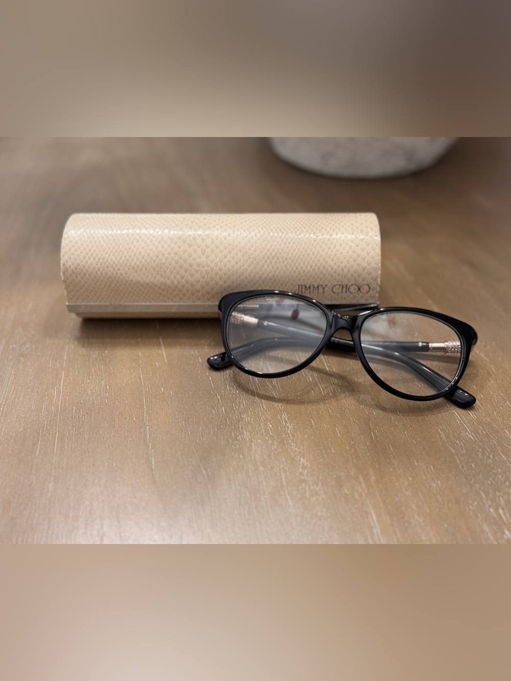 Jimmy Choo JC80 807 Black Cat Eye Eyeglasses Frames Rose Gold Crystal Accent 140